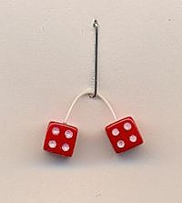 Kens Red with White Dots Fuzzi Dice Plastic Model Car Accessory 1/24 Scale #d3