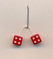 Kens Red with White Dots Fuzzi Dice Plastic Model Car Accessory 1/24 Scale #d3 Kens Red with White Dots Fuzzi Dice Plastic Model Car Accessory 1/24 Scale #d3