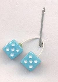 Kens Baby Blue with White Dots Fuzzi Dice Plastic Model Car Accessory 1/24 Scale #d6