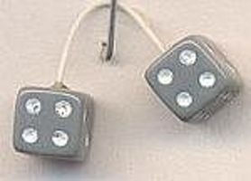 Kens Gray with White Dots Fuzzi Dice Plastic Model Car Accessory 1/24 Scale #d9 Kens Gray with White Dots Fuzzi Dice Plastic Model Car Accessory 1/24 Scale #d9