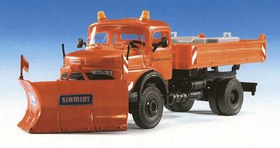 Kibri Mercedes Truck w/Snow Plow (Orange) HO Scale Model Railroad Vehicle #15001