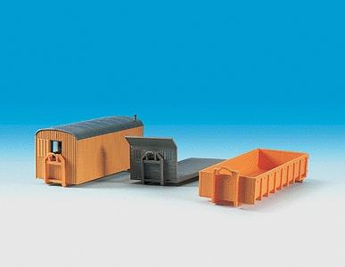 Kibri Office, Flatbed & 2 Roll-On/Off Containers HO Scale Model Railroad Accessories #15700