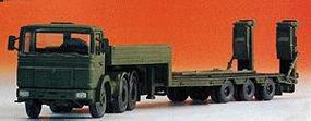 Kibri Military Modern German Army (BW) Construction Equipment MAN 3-Axle Cabover Tractor w/3-Axle Flatbed Trailer (dark green) HO-Scale Kibri Military Modern German Army (BW) Construction Equipment MAN 3-Axle Cabover Tractor w/3-Axle Flatbed Trailer (dark green) HO-Scale