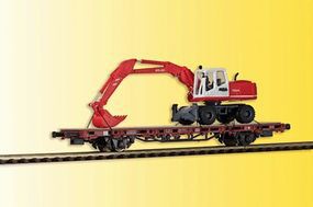 Kibri 2-Axle Flatcar w/Atlas Wheeled Excavator (Ready to Run) HO Scale Model Railroad Vehicle #26258 Kibri 2-Axle Flatcar w/Atlas Wheeled Excavator (Ready to Run) HO Scale Model Railroad Vehicle #26258
