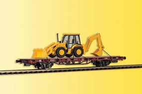 Kibri Flatcar w/JCB 4CX 4 x 4 x 4 Excavator/Loader Kit HO Scale Model Railroad Vehicle #26260