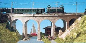 Kibri Single Track Curved Stone Viaduct w/Ice Breaker Piers N Scale Model Railroad Bridge #37665