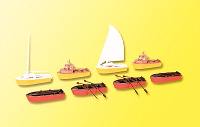 Kibri Assorted Boat Kits (8) HO Scale Model Railroad Vehicle #39159