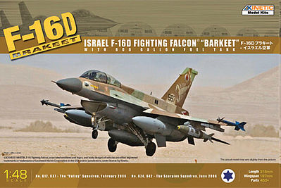 Kinetic-Model F16D Brakeet Fighting Falcon Israeli AF Aircraft Plastic Model Airplane Kit 1/48 #48009