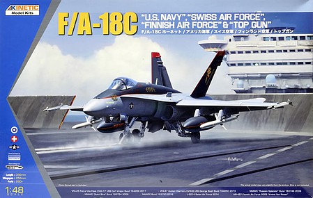 Kinetic-Model F/A-18C US Navy, Swiss AF Plastic Model Airplane Kit 1/48 Scale #48031