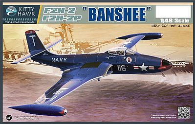 KittyHawk F2H2/2P Banshee Jet Fighter Plastic Model Airplane Kit 1/48 Scale #80131