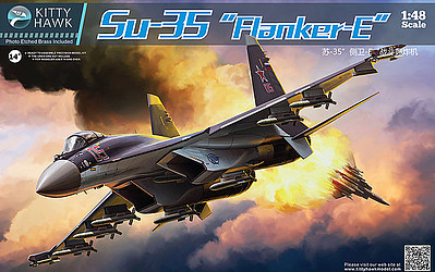 KittyHawk Su35 Flanker E Russian Fighter (New Tool) Plastic Model Airplane Kit 1/48 Scale #80142