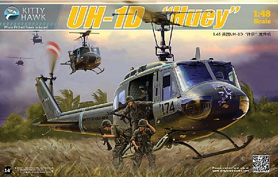 KittyHawk UH1D Huey Helicopter (New Tool) Plastic Model Helicopter Kit 1/48 Scale #80154