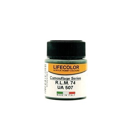 Lifecolor Luftwaffe German WWII Grey Green RLM74 (22ml Bottle) Hobby and Model Acrylic Paint #507