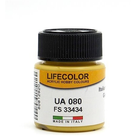 Lifecolor Italian Mimetic Yellow FS33434 (22ml Bottle) UA 080 Hobby and Model Acrylic Paint #80