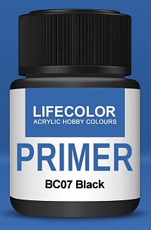 Lifecolor Black Acrylic Primer (22ml Bottle) Hobby and Model Acrylic Paint #bc07