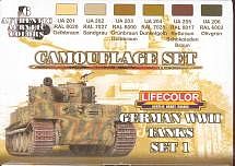 Lifecolor German WWII Tanks #1 Camouflage Set (6 22ml Bottles) Hobby and Model Acrylic Paint Set #cs1