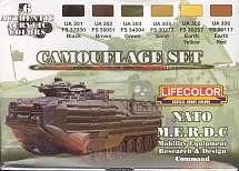 Lifecolor NATO MERDC Vehicle Camouflage Set (6 22ml Bottles) Hobby and Model Acrylic Paint Set #cs2