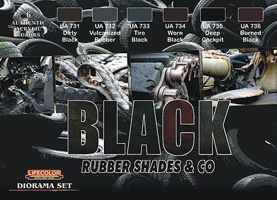 Lifecolor Black Rubber Shades Acrylic Set (6 22ml Bottles)