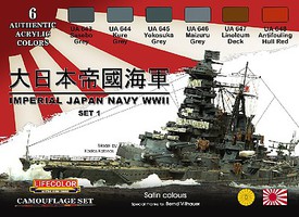 Lifecolor Imperial Japan Navy WWII Set #1 (6 22ml Bottles) Hobby and Model Acrylic Paint Set #cs36