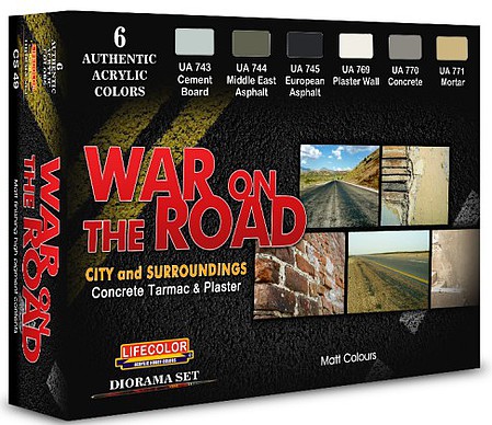 Lifecolor War on the Road City & Surrounding (6 22ml Bottles) Hobby and Model Acrylic Paint Set #cs49
