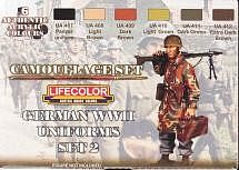 Lifecolor German WWII Uniforms #2 Camouflage (6 22ml Bottles) Hobby and Model Acrylic Paint Set #cs5