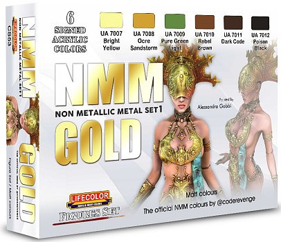 Lifecolor Gold Non-Metallic Metal Set 1 Matt Colors Figures Hobby and Model Acrylic Paint Set #cs53