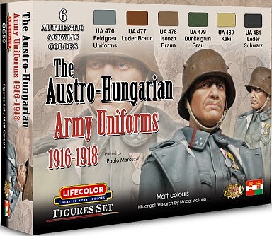 Lifecolor Austro-Hungarian Army Uniforms (6 22ml Bottles) Hobby and Model Acrylic Paint Set #cs59