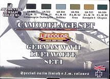 Lifecolor German WWII Luftwaffe #1 Camouflage Set #1 (6 22ml Bottles) Hobby and Model Acrylic Paint #cs6