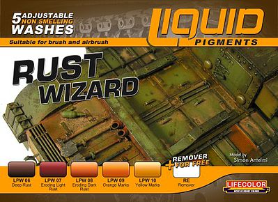Lifecolor Rust Wizard Weathering Liquid Pigments Set (6 22ml Bottles)