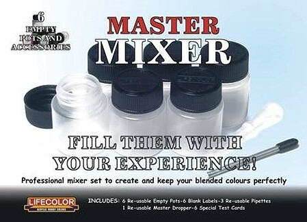 Lifecolor Master Mixer Set to Create Blended Colors (6 empty pots w/labels)