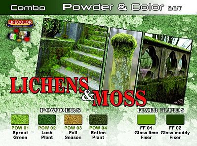 Lifecolor Lichens & Moss Powder & Color Acrylic Paint (6 22ml Bottles) Hobby and Model Paint Set #spg6