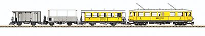 LGB Combination Electric Bernina Railroad 100th Anniversary - Standard DC Class BCe 4 Loco, Passenger Car & 2 Freight Cars - G-Scale