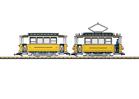 LGB 2-Axle Streetcar with Trailer - Sound and DCC Kirnitzschtalbahn 5, 12 (Era VI, yellow, white, black) - G-Scale
