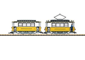 LGB 2-Axle Streetcar with Trailer Sound and DCC Kirnitzschtalbahn 5, 12 (Era VI, yellow, white, black) G-Scale