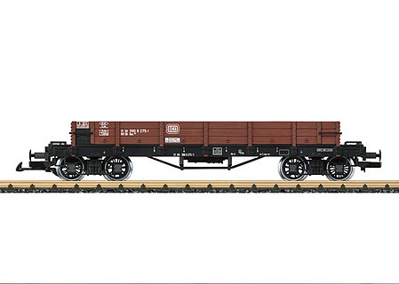 LGB Type Res Low-Side Wood Gondola - Ready to Run German Federal Railroad DB 1 (Era IV, black, Boxcar Red) - G-Scale