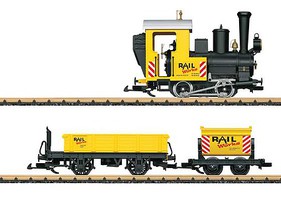 LGB Railworks Work Train Starter Set Standard DC 0-4-0T, Gondola, Side-Dump Car, 50-3/4'' 129cm Track Circle, Controller G-Scale