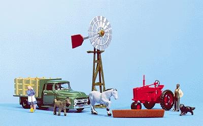 Life-Like Scene Essentials (Figures, Vehicles, & Accessories) Farm Set - HO-Scale