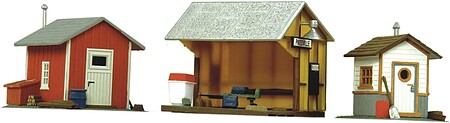 Life-Like Trackside Shanties Kit Three Different Shacks Model Train Building HO Scale #1348