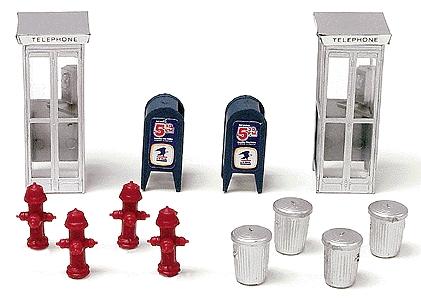Life-Like City Accessories Mailboxes, Telephone Booths & Fire Hydrants - O-Scale