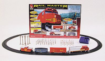 Life-Like Rail Master Train Santa Fe Model Train Set HO Scale #8608