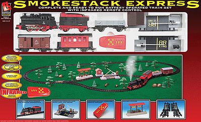 Life-Like Smoke Stack Express Battery Powered Steam Freight Model Train Set HO Scale #8851