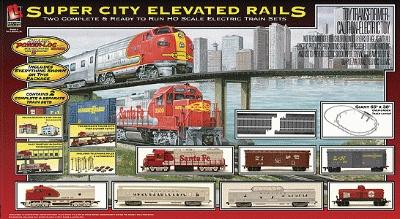 Life-Like Super City Elevated Rails Model Train Set HO Scale #8994