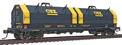 Life-Like-Proto 50 Evans Cushion Coil Car - Ready to Run CSX #497011 (blue, yellow, angled hoods w/yellow ends) - HO-Scale