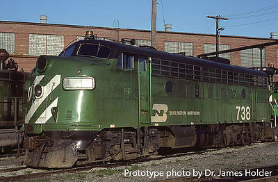 Life-Like-Proto EMD F7A-B Set Burlington Northern #732, 735 HO Scale Model Train Diesel Locomotive #40905