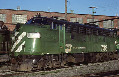 Life-Like-Proto EMD F7A Burlington Northern #738 HO Scale Model Train Diesel Locomotive #40907