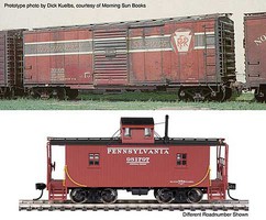 Life-Like-Proto Pennsylvania Railroad Merchandise Service Freight Train Pennsylvania Railroad Set #1; 12 40' X29b Rebuilt Boxcars, N6B Wood Caboose