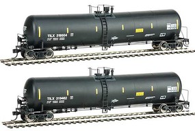 2-Pack 55' Trinity 30,145-Gallon Tank Car Trinity Industries Leasing TILX 319504, 319462 (black, white, yellow stripes
