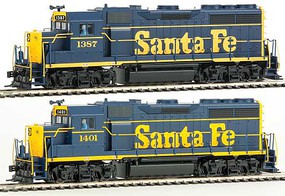 2-Pack EMD GP35 Phase 2 Standard DC Santa Fe 1387, 1401 (yellow, blue)