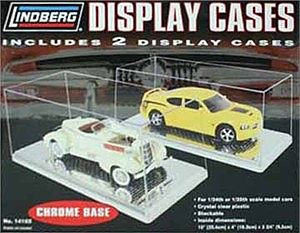 Lindberg 2 Pack Display Car Case Chrome Base Plastic Model Display Case 1/24 Scale #14102