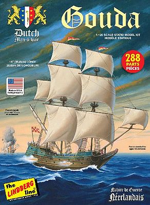 Lindberg Gouda Dutch Man of War Sailing Boat Plastic Model Military Ship Kit 1/125 Scale #204